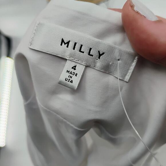 MILLY Skirt Lagenlook Stripe 100% Cotton White Midi Women's Size 4 - Picture 14 of 14